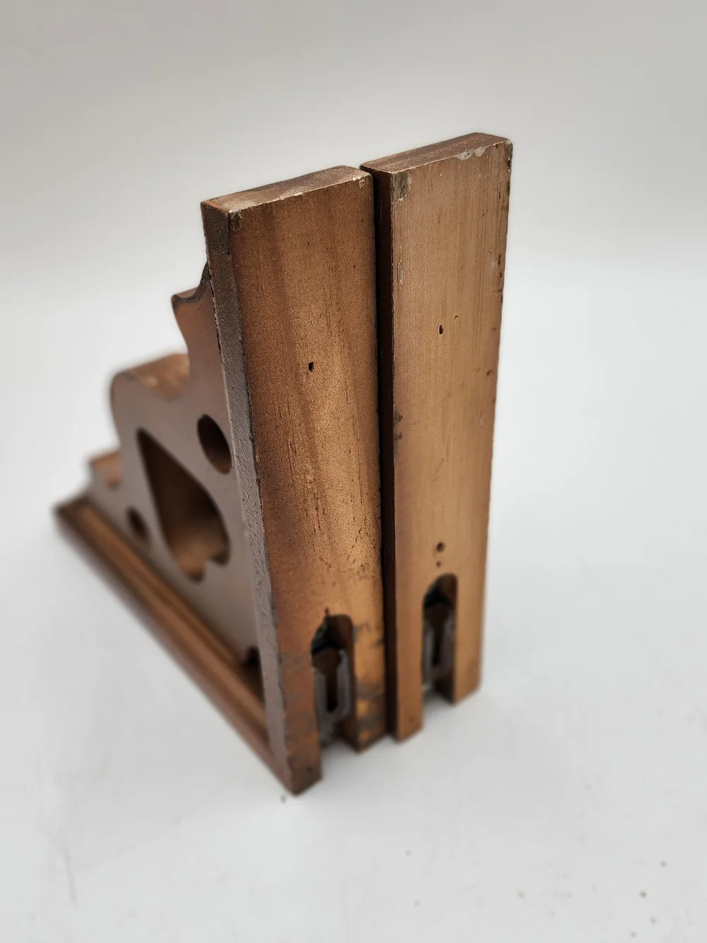2 Vintage Wood Heart Cut Out Scalloped  Cottage Wall Shelf Bracket Pair